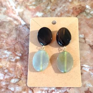 Elegant Black and Green Dangle Earrings